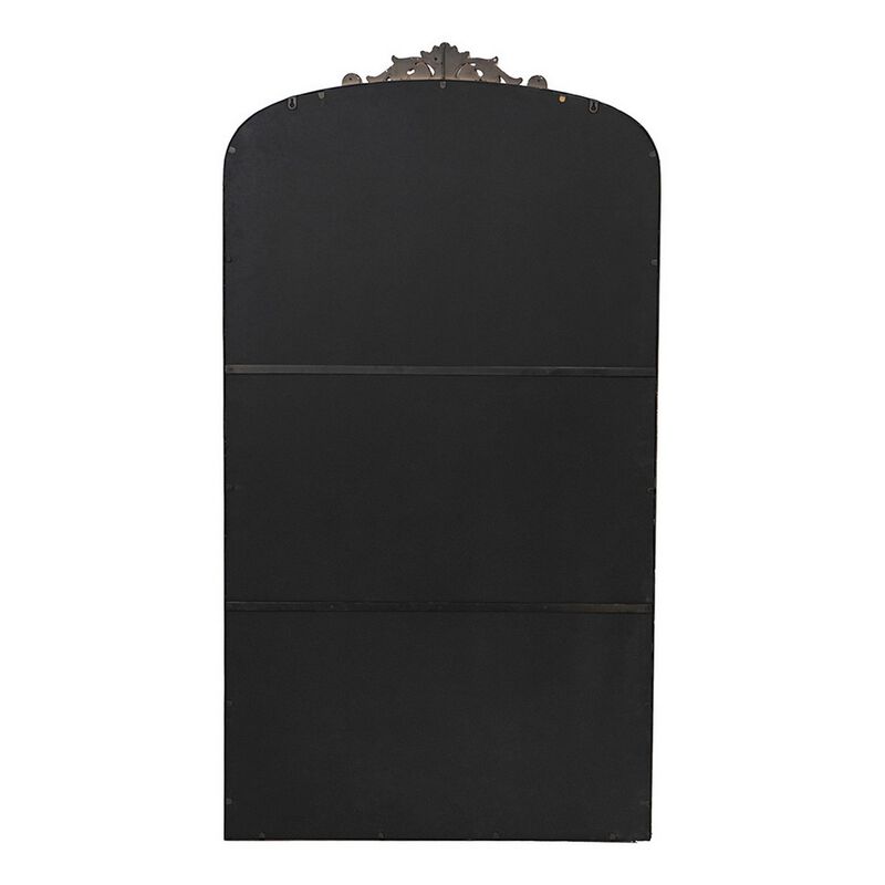 Kea 66 Inch Wall Mirror, Gold Curved Metal Frame, Ornate Baroque Design