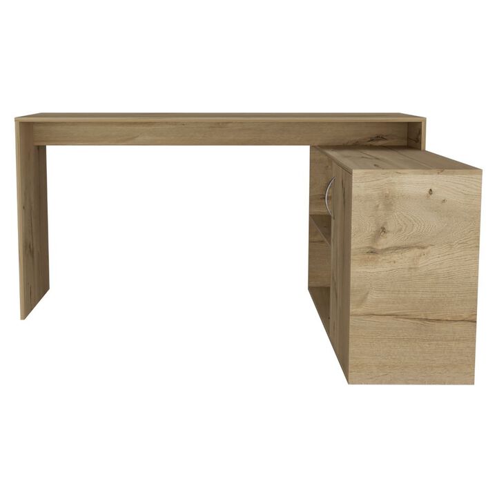 DEPOT E-SHOP Boston L-Shaped Desk, Single Door Cabinet, Two Open Shelves, Two Interior Shelves