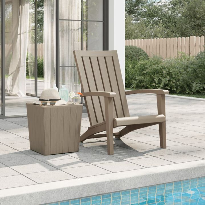 vidaXL Patio Adirondack Chair - Light Brown - Durable Polypropylene Material - UV & Weather-Resistant - Imitation Wood Texture Design - Comfortable Armrests & Backrest