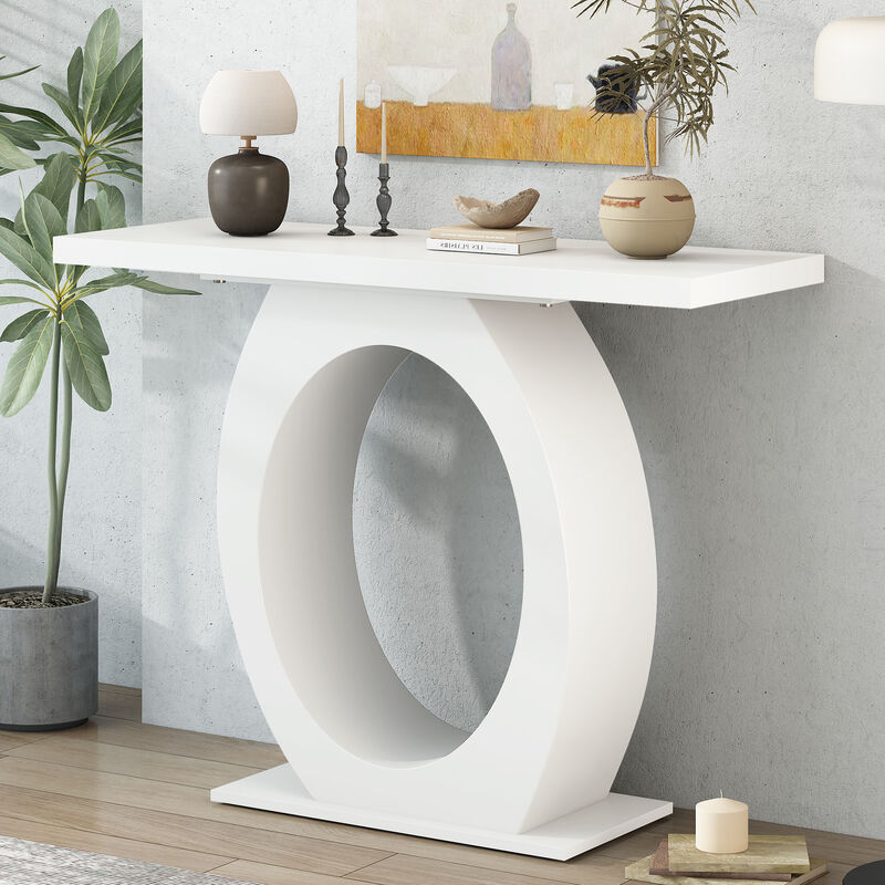 Merax Modern Side Table with Egg-Shaped Base