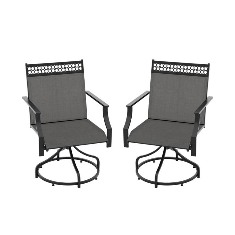 Hivvago Patio Swivel Dining Chairs Set of 2 with Heavy-duty Metal Frame and Armrests