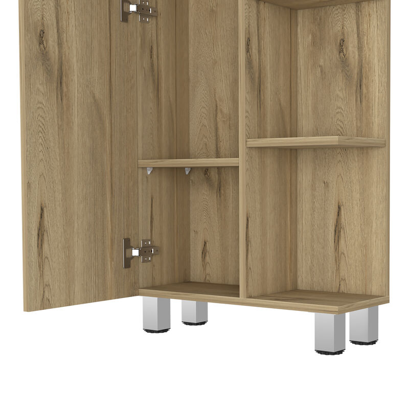 DEPOT E-SHOP Venus Linen Single Door Cabinet, Five External Shelves, Four Interior Shelves, Black