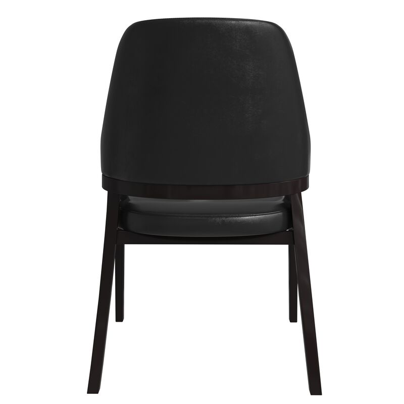 Leisuremod Ethora Collection Modern Wooden Dining Chair in Black Fabric Seat With white top