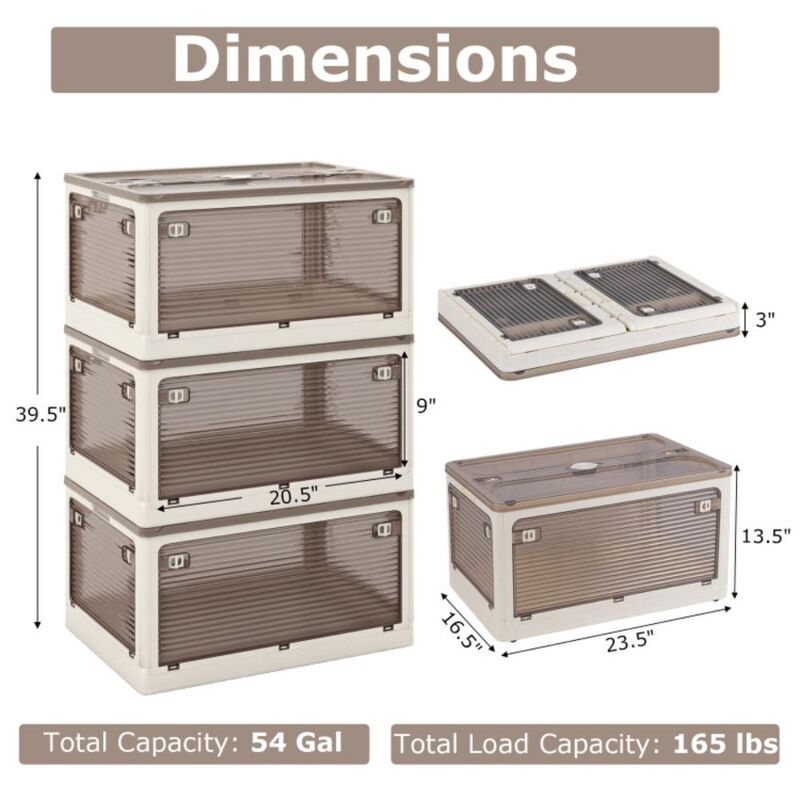 Hivvago 3-Pack Stackable Storage Bins with Lids with 5 Opening Ways