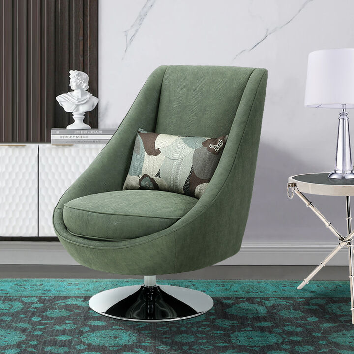 Pasargad Home Noho Collection Silver Swivel Accent Chair with Pillow