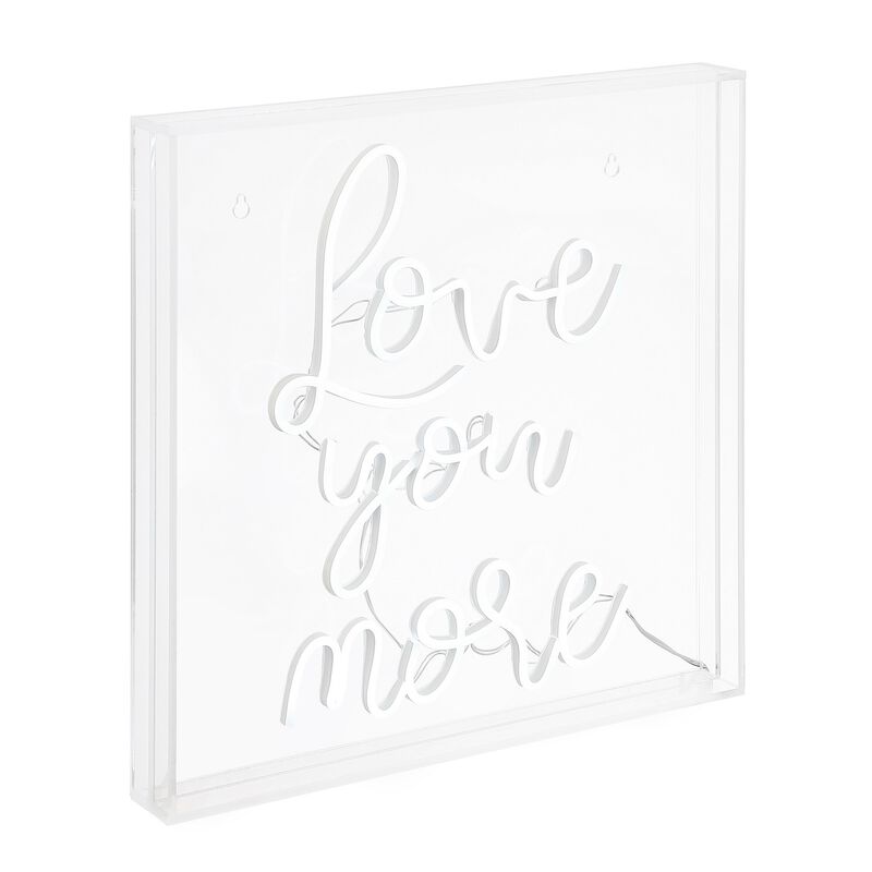 Love You More 15" Square Contemporary Glam Acrylic Box USB Operated LED Neon Light