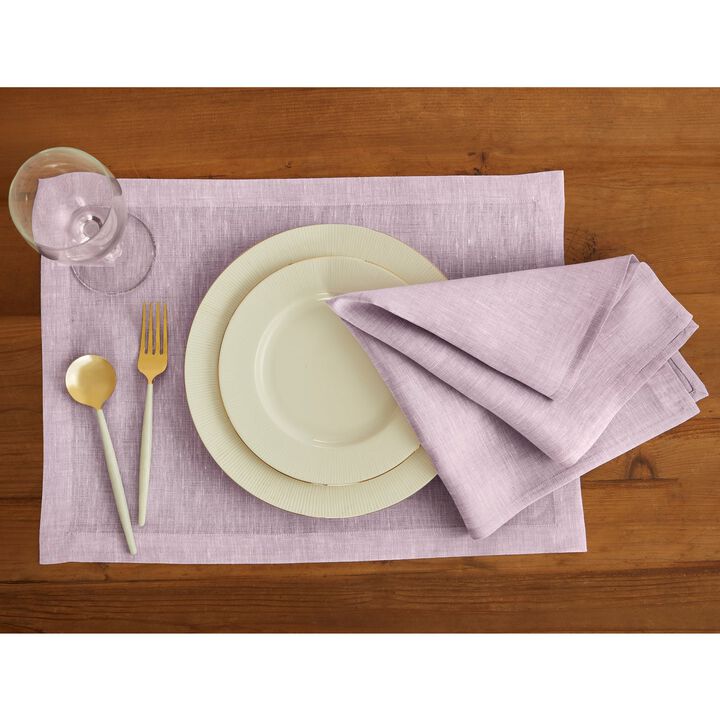 Solino Home 100% Pure Linen 14 x 19 Inch Placemats Set of 4 | Athena
