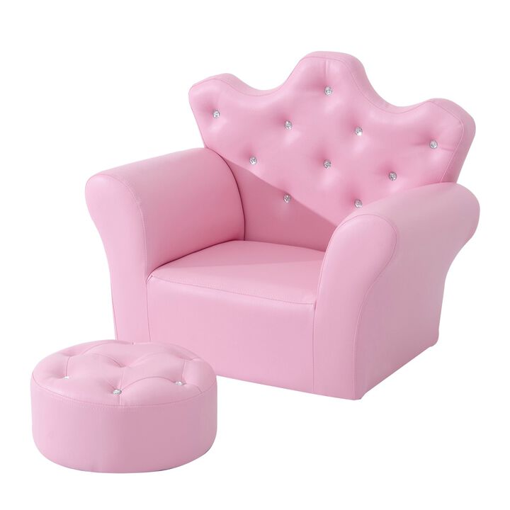 Kids' Princess Sofa Set: With Footstool, Diamond Decor