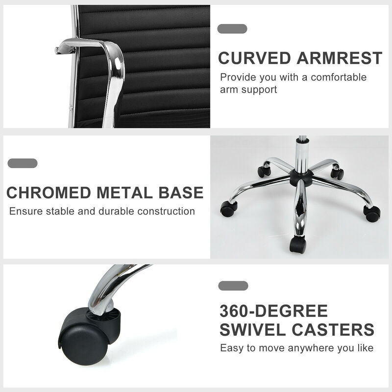 Costway Set of 4 PU Leather Office Chair High Back Conference Task Chair Black