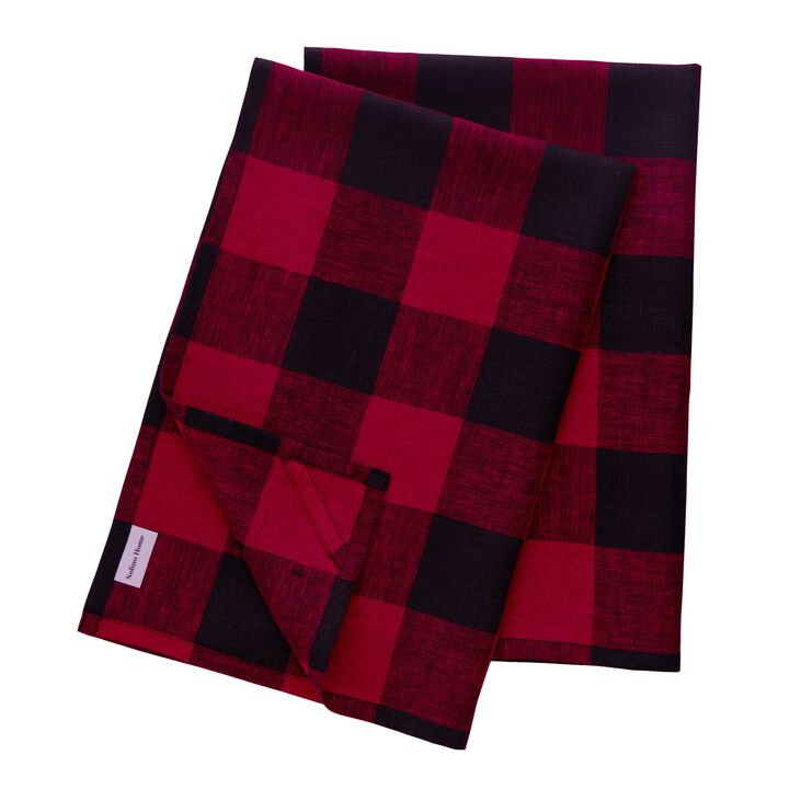 Solino Home 100% Pure Linen Kitchen Towels Set of 2 - 16.5 x 26.5 Inch | Buffalo Check