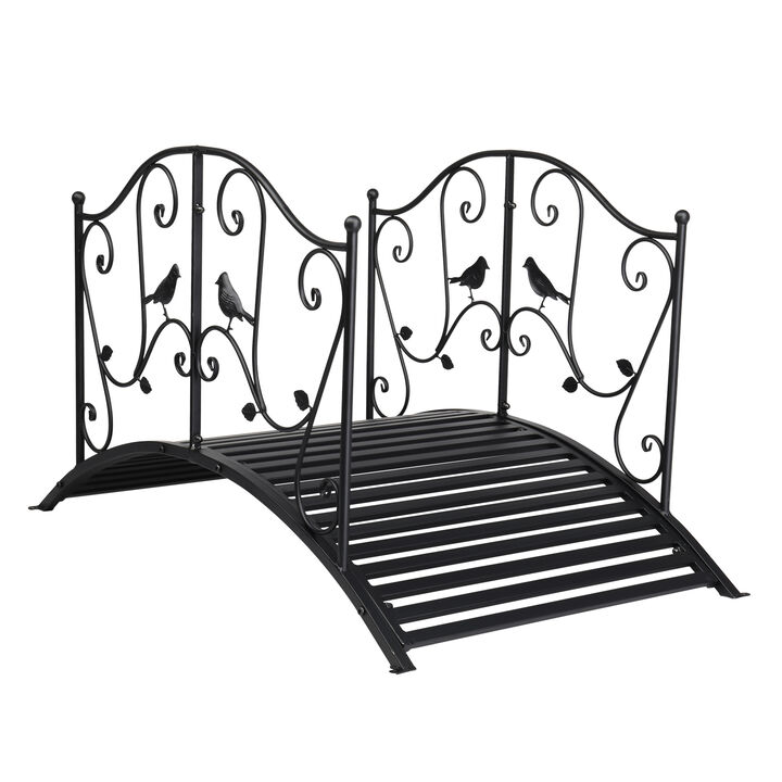 Stylish Courtyard Iron Handrail with Arched Design and Bird Motif