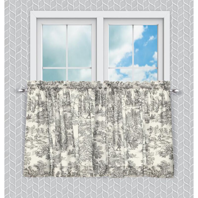 Ellis Curtain Victoria Park Toile Room Darkening Window Rod Pocket Pair Set With 2 Tiers - 2-Piece