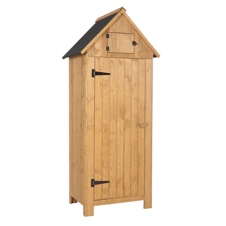 Outdoor Wooden Storage Shed, Fir Wood Locker with Single Door for Garden Tools & Supplies