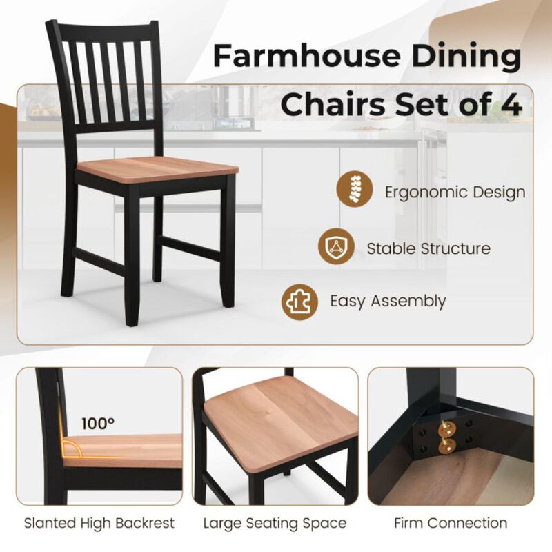 Hivvago Set of 4 Dining Chair Spindle Back Wooden Legs