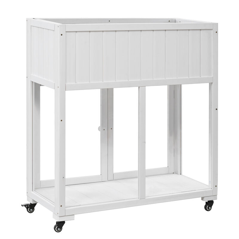 Merax Mini Wood Cold Frame Garden Greenhouse with Wheels