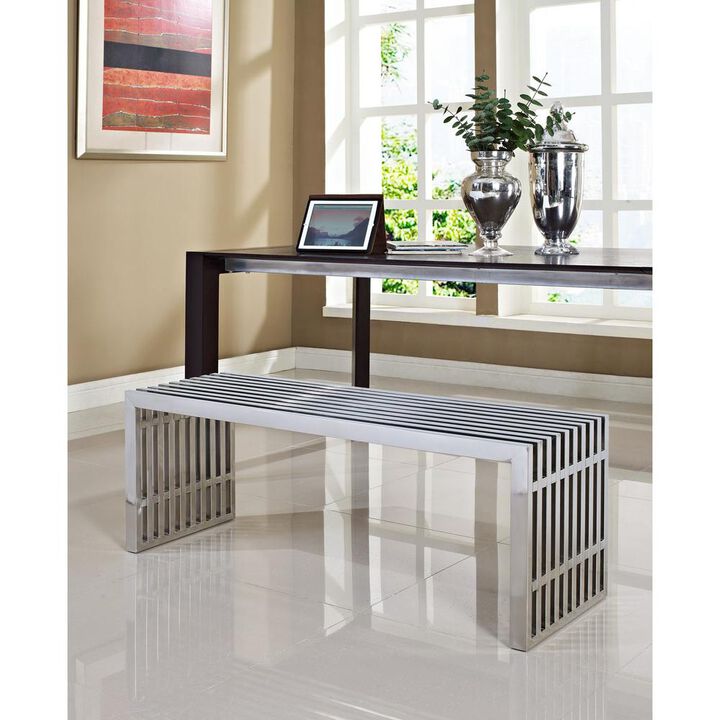 Modway Gridiron Medium Stainless Steel Bench