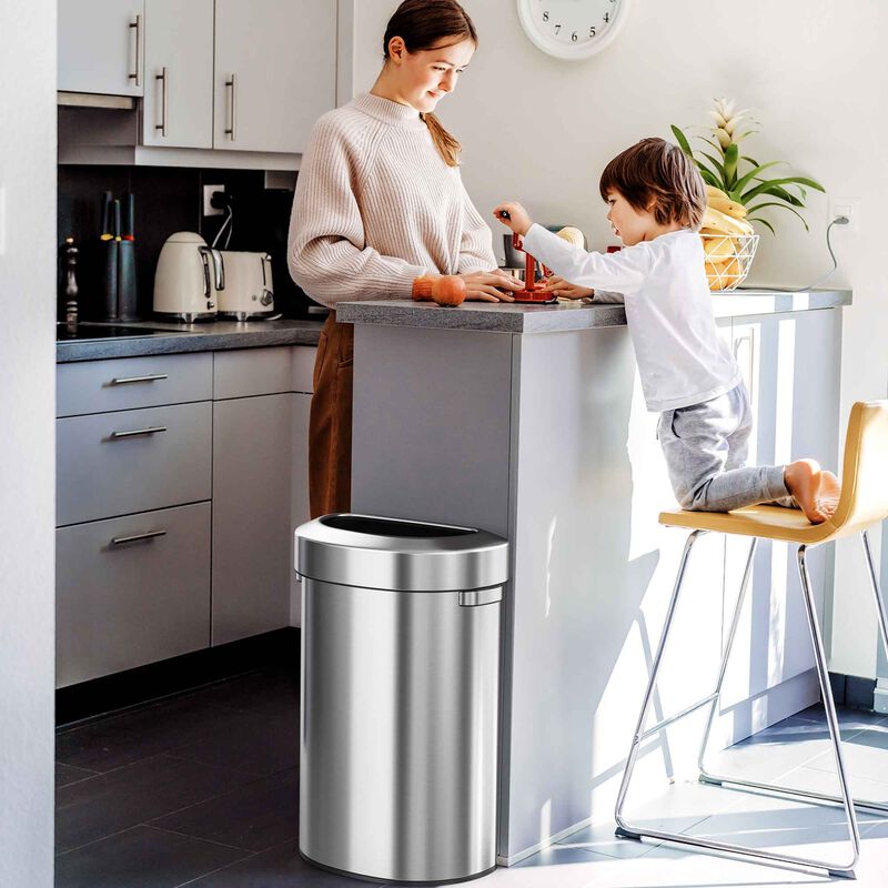 iTouchless 23 Gallon / 87 Liter Semi-Round Open Top Trash Can