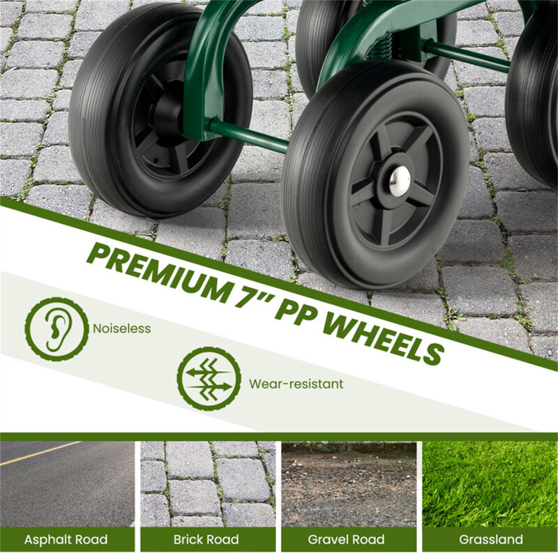 Rolling Garden Workseat with 360° Swivel Seat, Adjustable Height & Durable Wheels