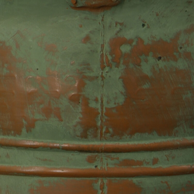 Tinged Metal Bucket Planter With Handles, Patina Rust Finish, Green, Set of 3-Benzara