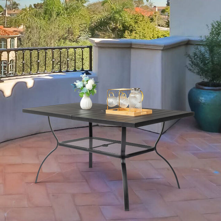 Patio Bar Table with Umbrella Hole Outdoor Counter Height Table for Shade and Entertainment