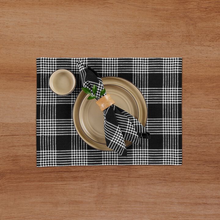 Solino Home 100% Pure Linen Dinner Napkins 20 x 20 Inch Set of 4 | Glen Check