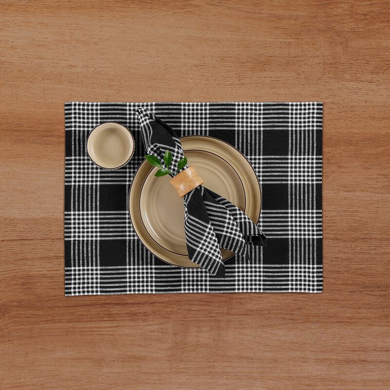 Solino Home 100% Pure Linen Dinner Napkins 20 x 20 Inch Set of 4 | Glen Check