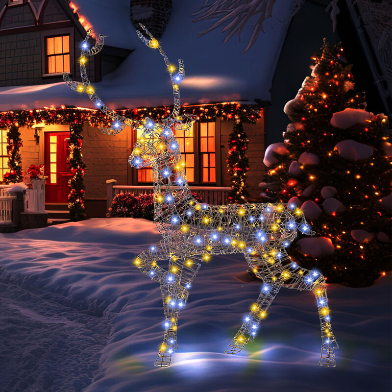 Pre-Lit Christmas Reindeer with 170 Cold and Warm LED Lights