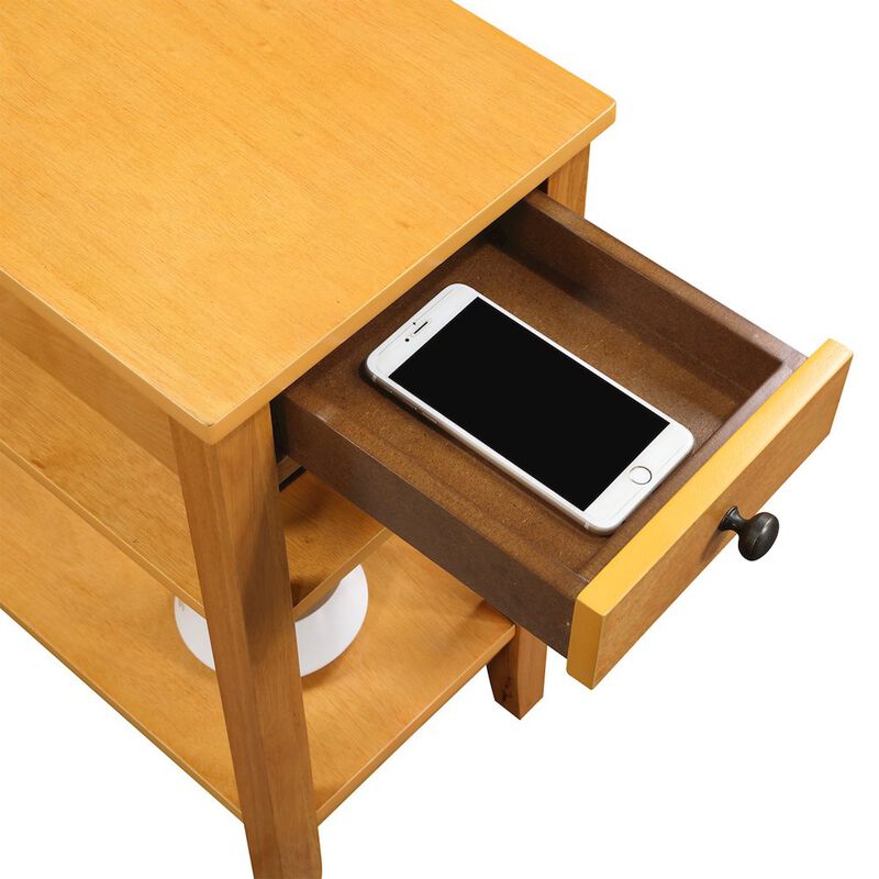 Convenience Concepts American Heritage 1 Drawer Chairside End Table with Charging Station and Shelves
