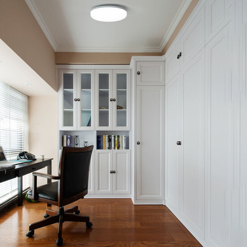 "White Plastic 6 in Round LED Ceiling Light Fixture for Entryway, Office, Outdoor, 6500K Daylight, 2000lm 20W"