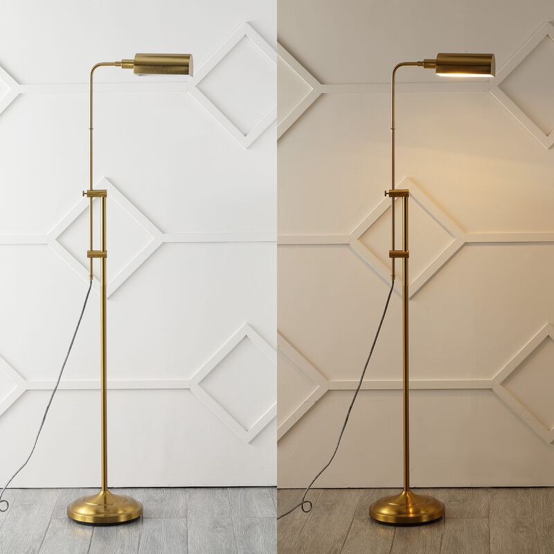 Zinnia Industrial Minimalist Height-Adjustable Iron Pharmacy LED Floor Lamp
