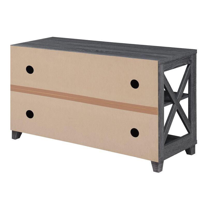Convenience Concepts Oxford Deluxe 2 Drawer TV Stand with Shelves for TVs up to 55 Inches, Gray