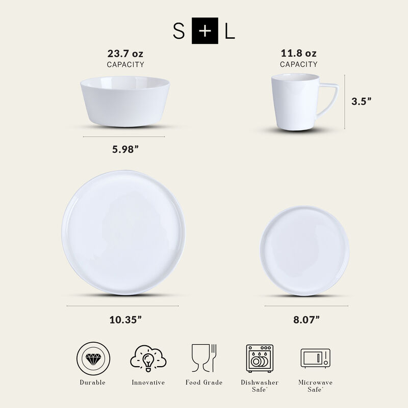 Stone Lain Madeline Bone China 32 Piece Dinnerware Set, White