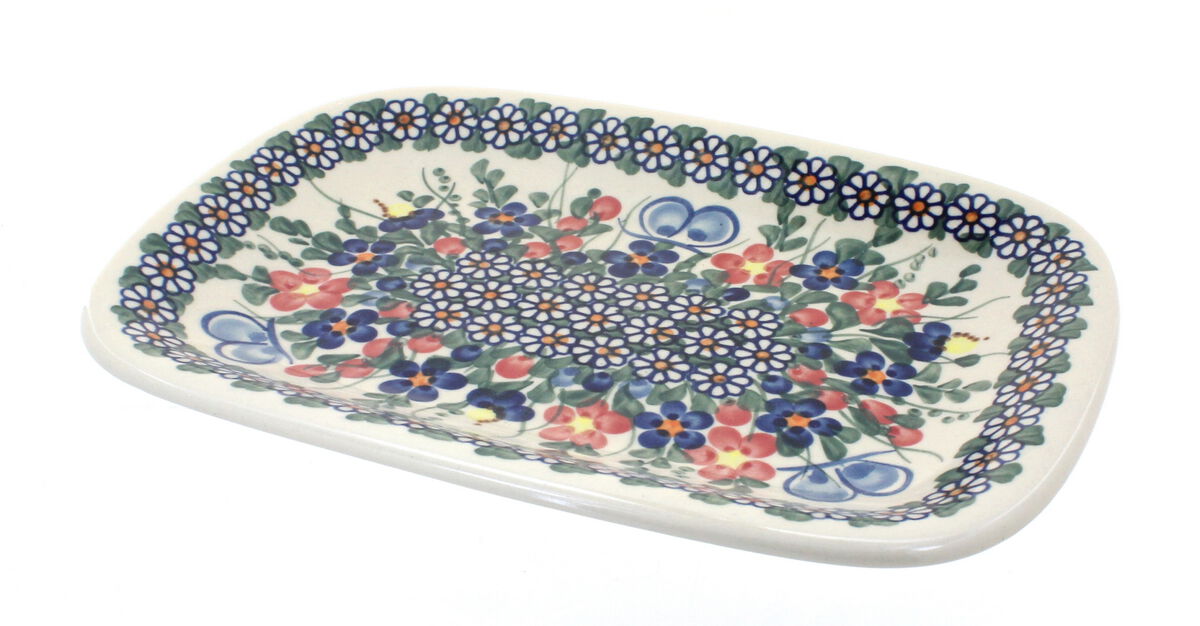 Blue Rose Polish Pottery Sierra Small Rectangular Serving Platter