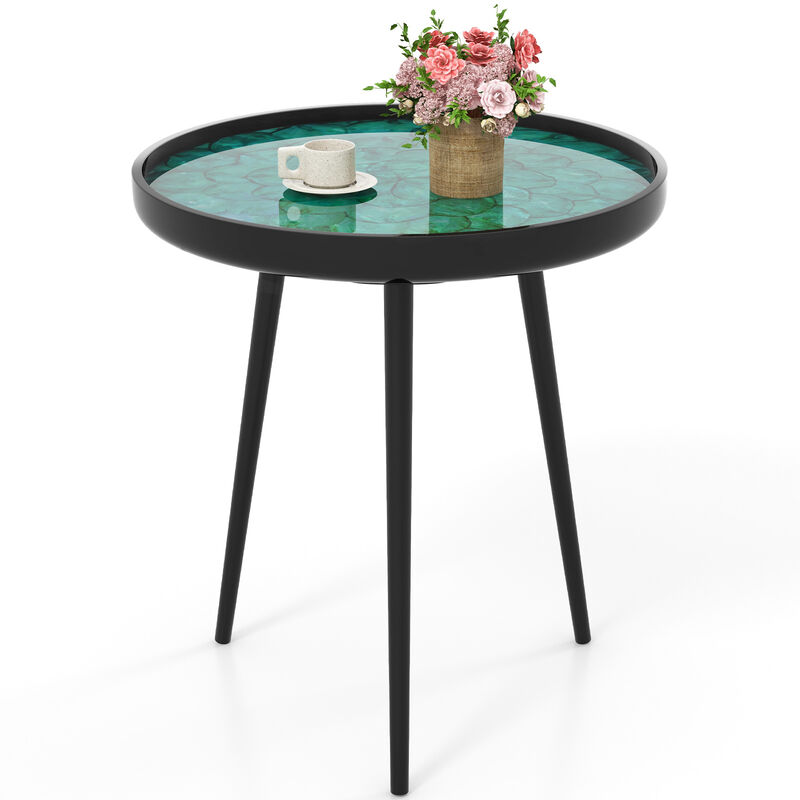 Mid-century Modern Coffee End Table with Sea Shell Decoration