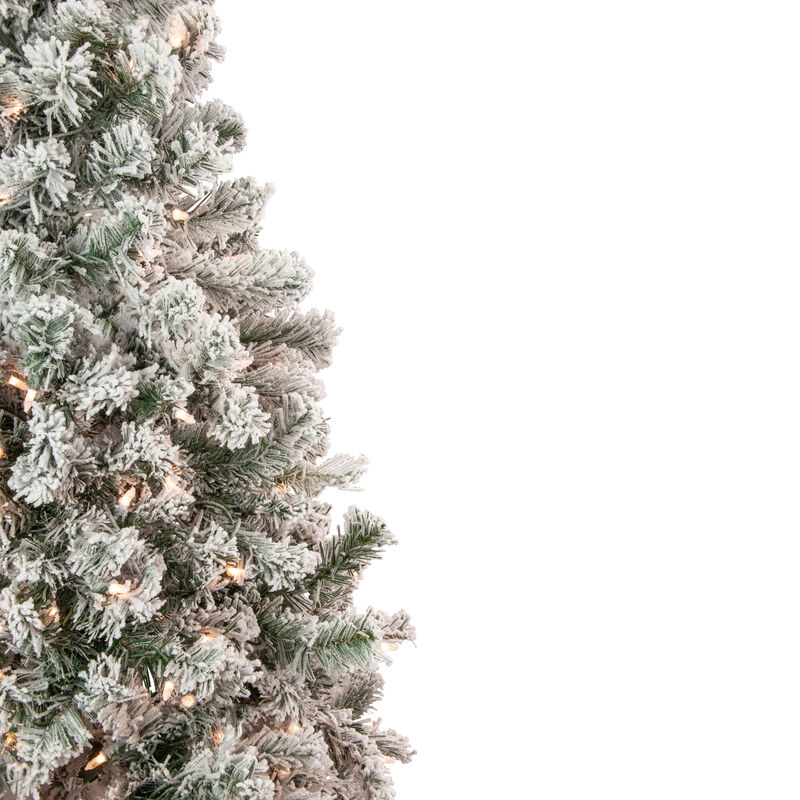 4.5' Pre-Lit Flocked Madison Pine Artificial Christmas Tree  Clear Lights
