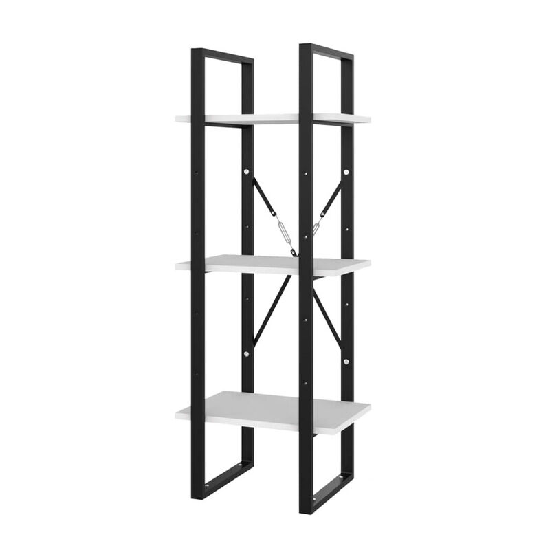 Zoe Standing Bookshelf, 41 Inch Tall, 3 Shelves, Black and White - Benzara
