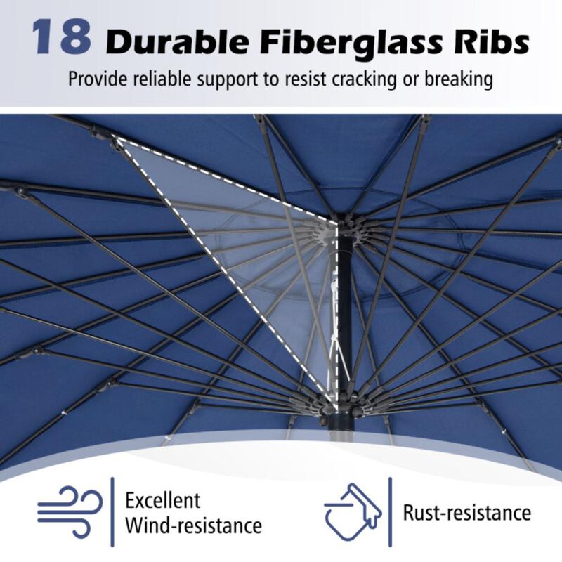 Hivvago 9 Feet Round Patio Umbrella with 18 Fiberglass Ribs