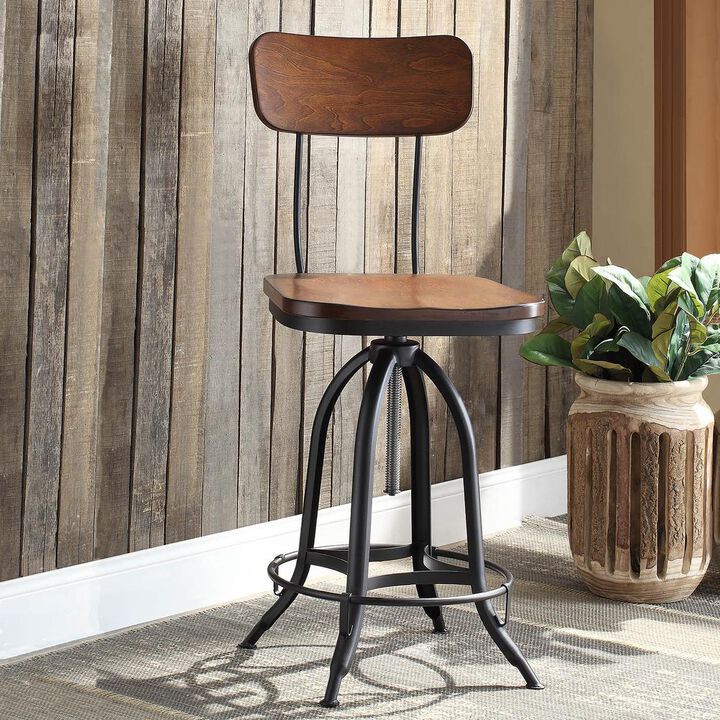 Carolina Living Mason Adjustable Barstool - Chestnut Seat - Black Base
