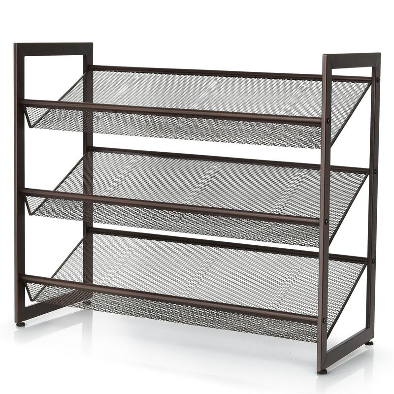 Flat and Slant Metal Shoe Rack for Entryway Hallway
