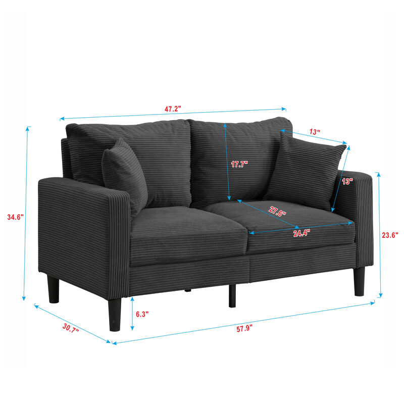 Merax Wooden Frame 2 Seats Loveseat Sofa