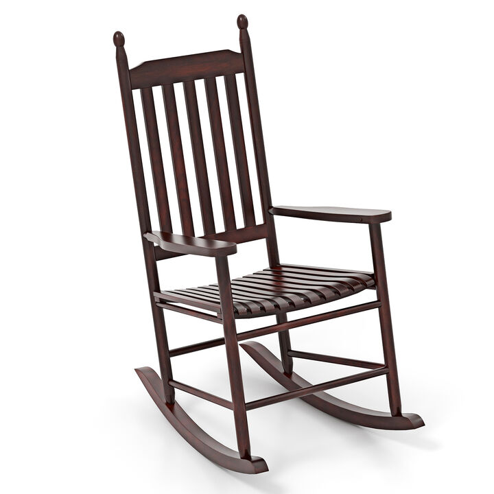 High-Back Outdoor Rocking Chair with Sturdy Rocking Base for Patio & Porch