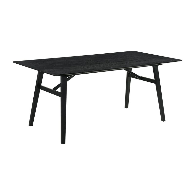 Yumi 5 Piece Dining Table Set, 4 Chairs with Charcoal Gray Fabric, Black - Benzara
