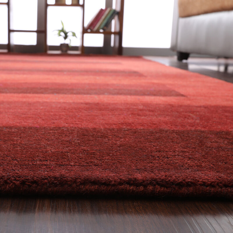 RUGSOTIC CARPETS HAND KNOTTED LOOM WOOL ECO-FRIENDLY AREA RUGS  - 8'x10', Rectangle, Rust Color, Contemporary Modern Design, High Pile Thick Handmade Anti Skid Rugs for Living Room (L0B904)