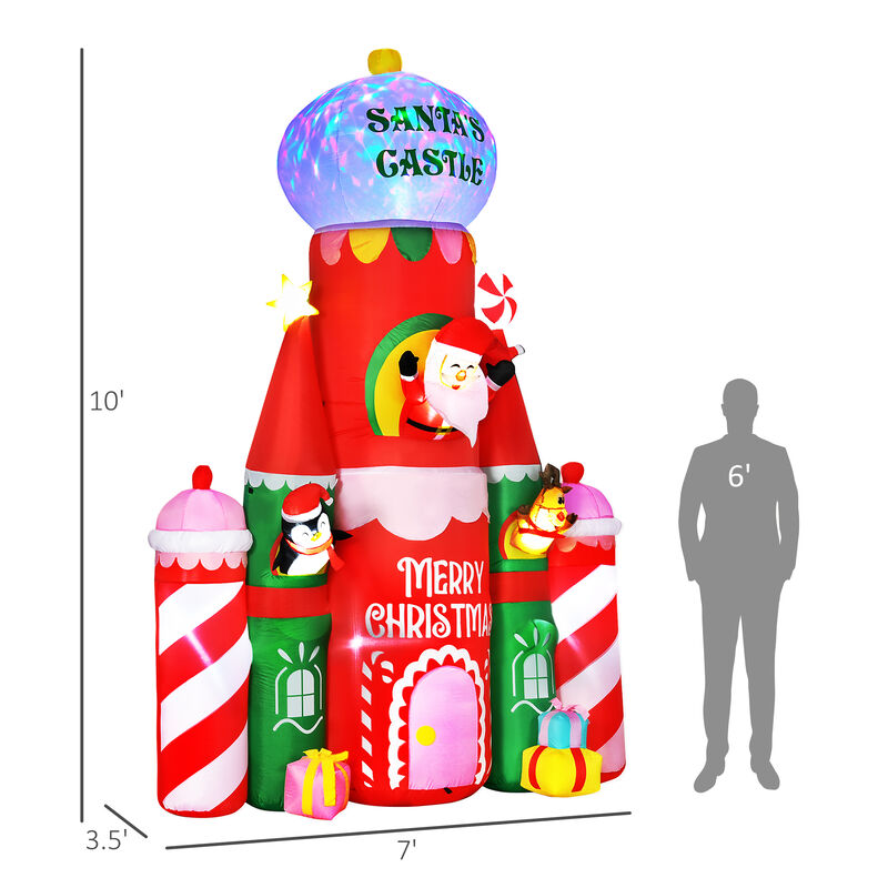 Giant 10ft Christmas Inflatables Decorations Candy Castle Santa Claus w/ Light