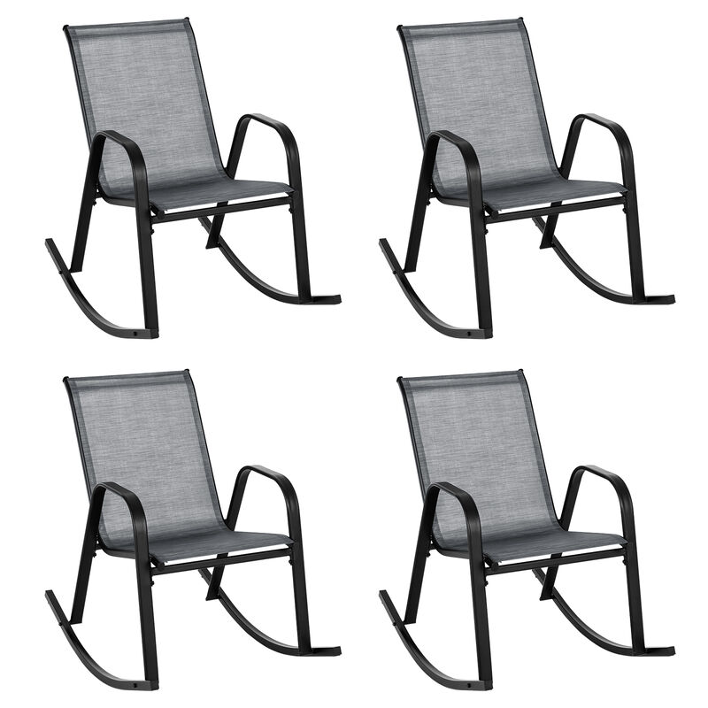 Set of 2 Metal Patio Rocking Chair with Breathable Seat Fabric