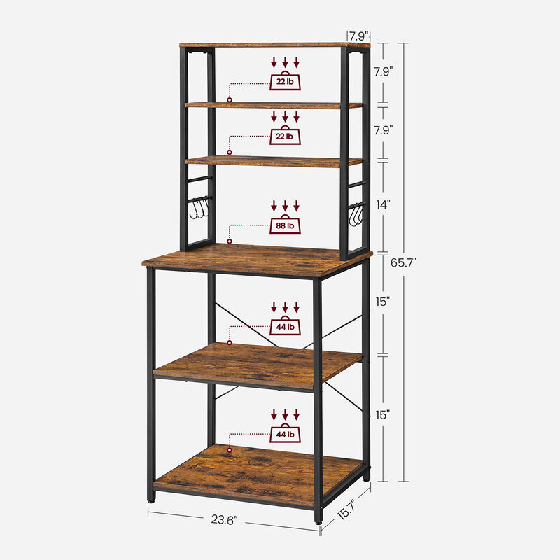 Baker's Rack with Shelves & Hooks
