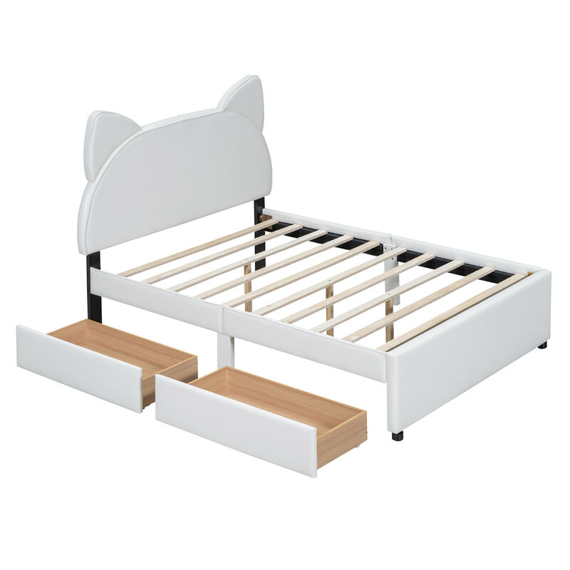 Merax PU Upholstered Platform Bed with 2 Drawers