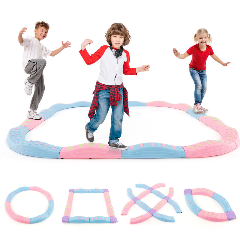 Colorful Kids Wavy Balance Beam with Textured Surface and Non-slip Foot Pads
