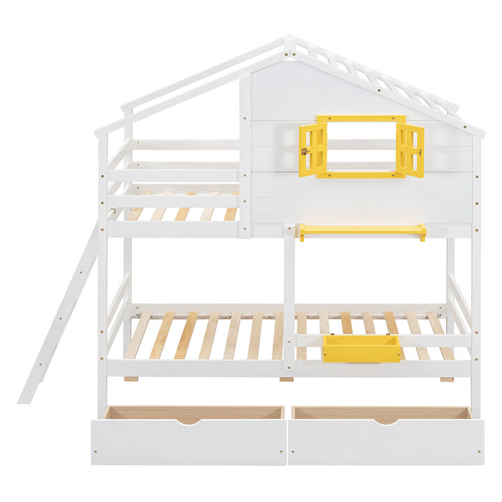 Merax Wood Bunk Bed with Storage Drawers