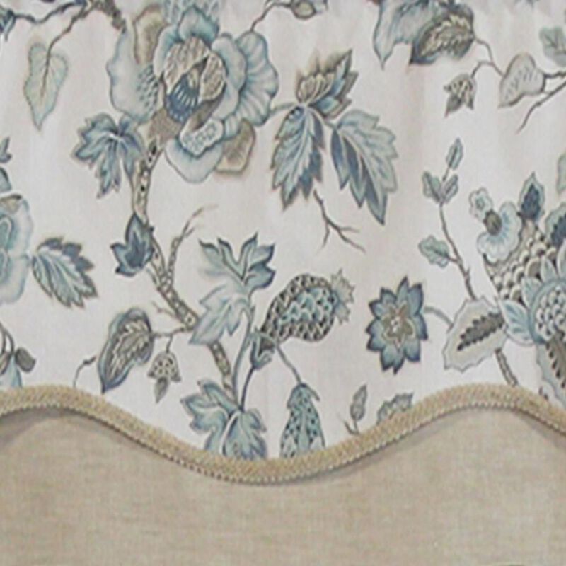 RLF Home Gianna Glory Valance Spa. 3" Rod Pocket, Layered, Trimmed. 50"W X 16"L